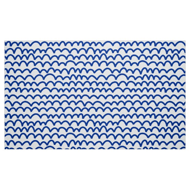 Tecido Padrão de onda - Marinho azul em branco (Fat Quarter)