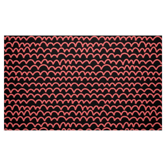 Tecido Padrão de onda - Rosa tropical em preto (Fat Quarter)