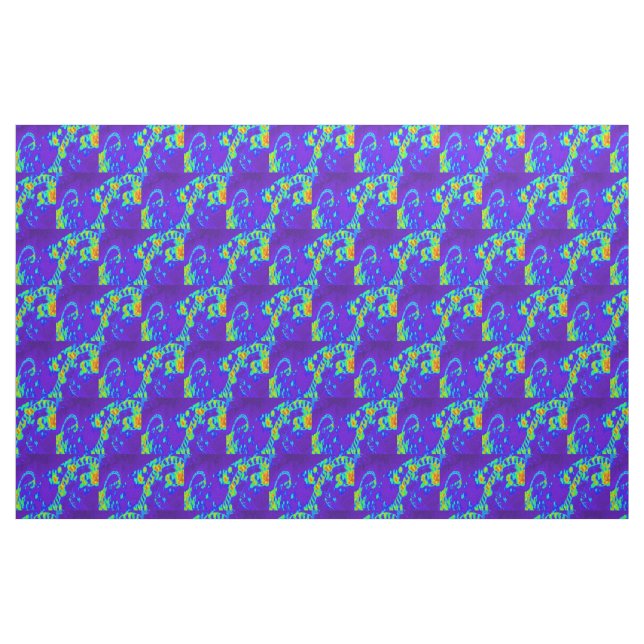 Tecido padrão de ondas de praia azul/verde (Fat Quarter)