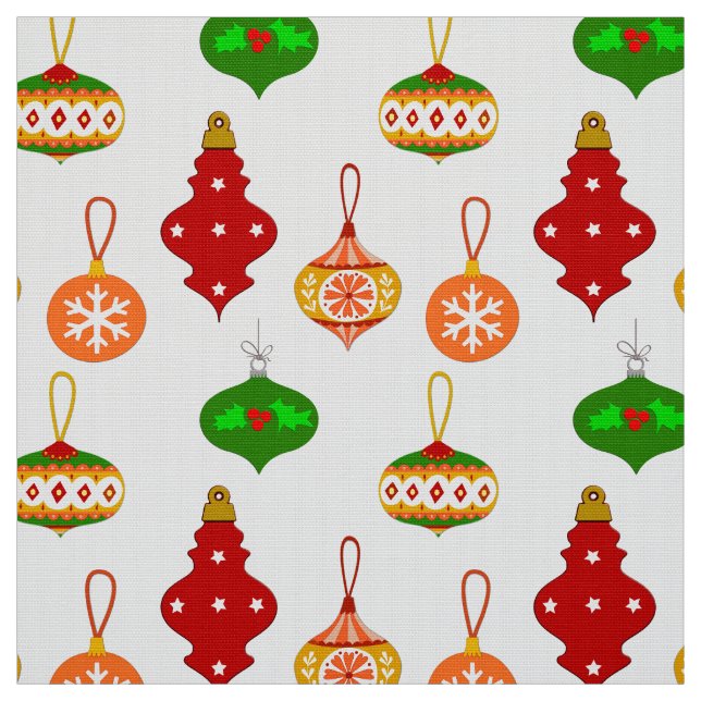 Tecido Padrão de ornamento antigo em vermelho, verde e br (Modelo)