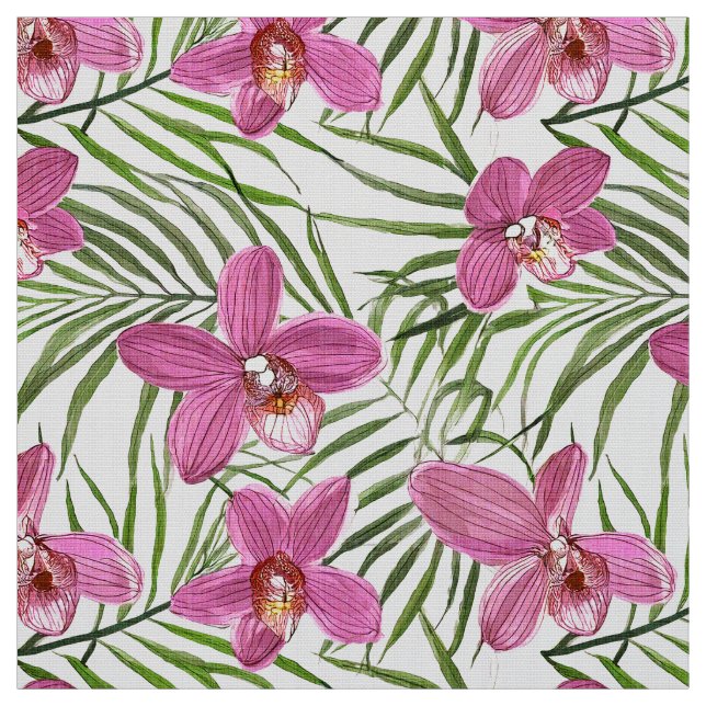 Tecido Padrão de orquídea rosa (Modelo)