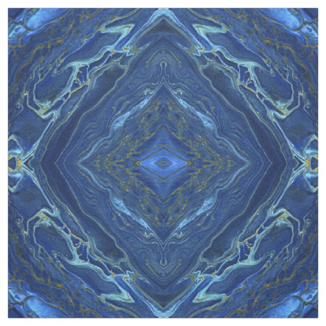 Tecido Padrão de Ouros de Mármaco Dourado Azul e Inverso  (Modelo)