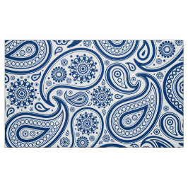 Tecido Padrão de Paisley da Vintagem Azul e Branco
