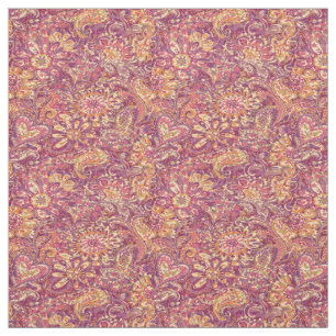 Tecido Padrão de Paisley Floral Púrpura Cor-de-Rosa Cin