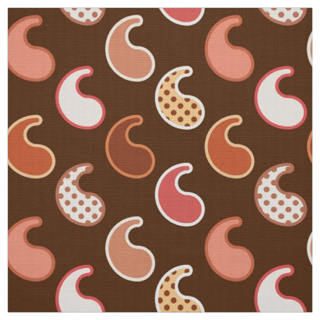 Tecido Padrão de Paisley Moderno, Tons da Terra, Castanho (Modelo)