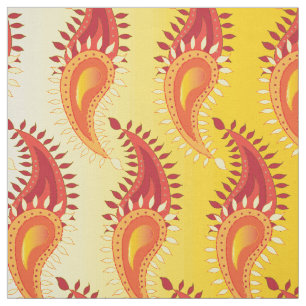 Tecido Padrão de Paisley Persa - Chama Laranja Oriental T