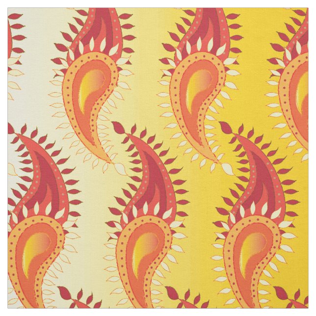 Tecido Padrão de Paisley Persa - Chama Laranja Oriental T (Modelo)