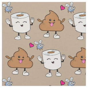 Tecido Padrão de papel de tula emoji de cocô engraçado