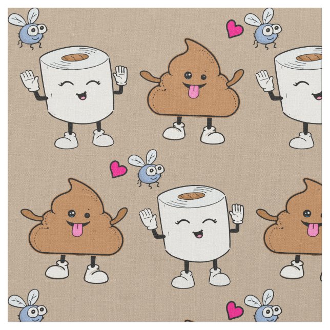 Tecido Padrão de papel de tula emoji de cocô engraçado (Detalhe)