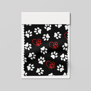 Tecido Padrão De Patas, Patas Brancas, Patas Vermelhas, C