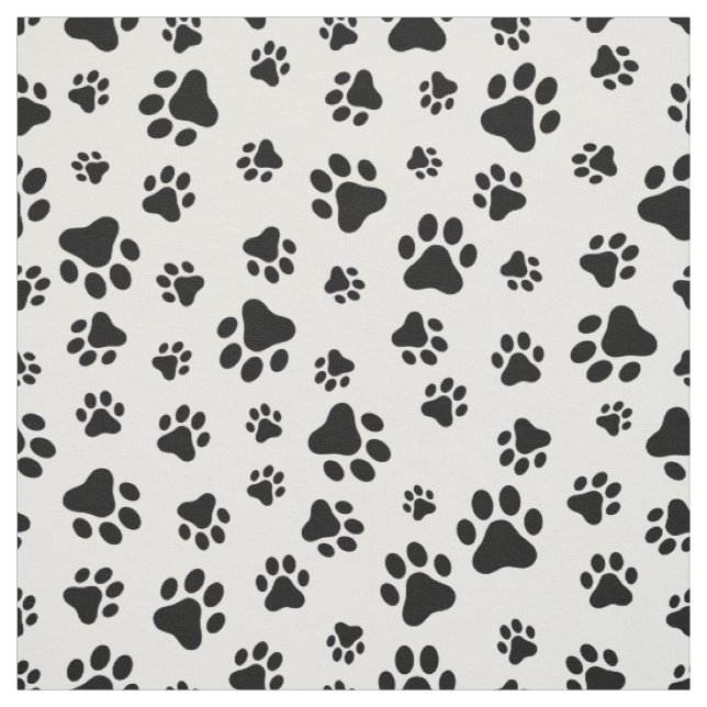 Tecido Padrão De Patas, Patas Cachorros, Preto e Branco (Modelo)
