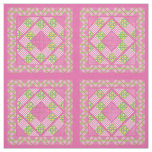Tecido Padrão de Patchwork Faux do Primroses Rosa