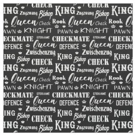 Tecido Padrão de Peças do Xadrez Monocromático do Jogador