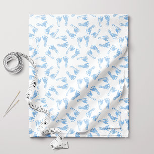 Tecido Padrão de Pegada de Bebê Azul