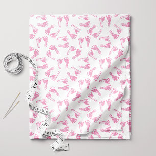 Tecido Padrão de Pegada de Bebê Rosa