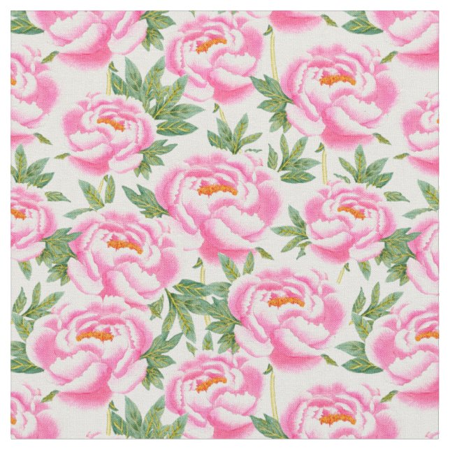 Tecido Padrão de peônias cor-de-rosa elegante (Detalhe)