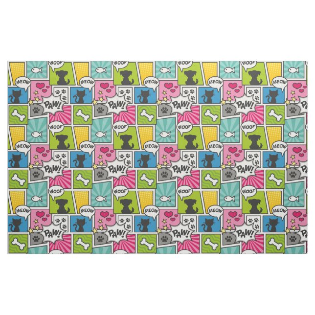 Tecido Padrão de Pet de Estilo de Livro de BD (Fat Quarter)