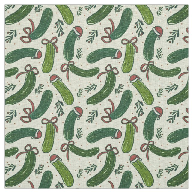Tecido Padrão De Picles De Natal Festivo Quirky (Modelo)