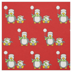 Tecido Padrão de Pinguins de Neve Natal