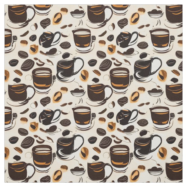 Tecido Padrão de pintura a óleo de café preto (Modelo)