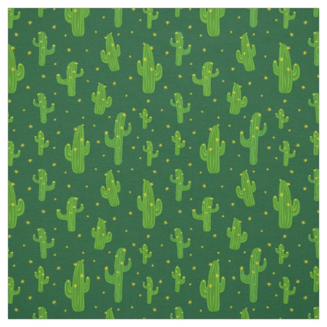 Tecido Padrão de Plantas de Cactus Verde Cartoon (Modelo)