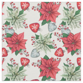 Tecido Padrão de Poinsettia de Natal