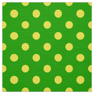 Tecido Padrão de Pontos Amarelos em Fundo Verde 