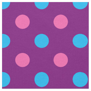Tecido Padrão de Pontos Polka Azul Rosa Roxo