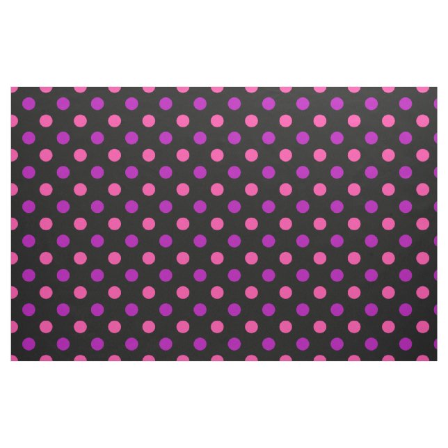 Tecido Padrão de Pontos Polka Rosa Roxo Preto  (Fat Quarter)