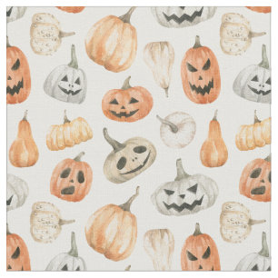 Tecido Padrão de Pumpkin de Aquarela Divertida