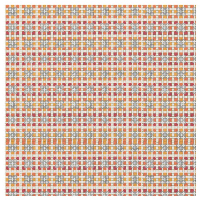 Tecido Padrão de quadrados Vermelhos Geométricos Modernos (Detalhe)