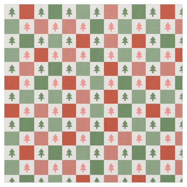 Tecido Padrão de Quadro de Verificação da Árvore de Natal (Detalhe)