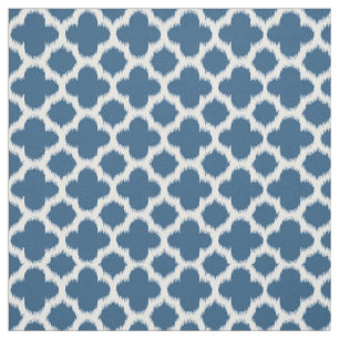 Tecido Padrão de Quatrefoil Azul-Teal Branco Tropical