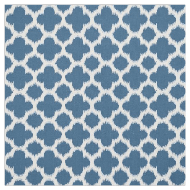 Tecido Padrão de Quatrefoil Azul-Teal Branco Tropical (Modelo)