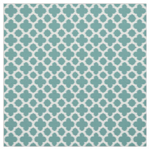 Tecido Padrão de Quatrefoil Azul Verde-Teal Azul Azul