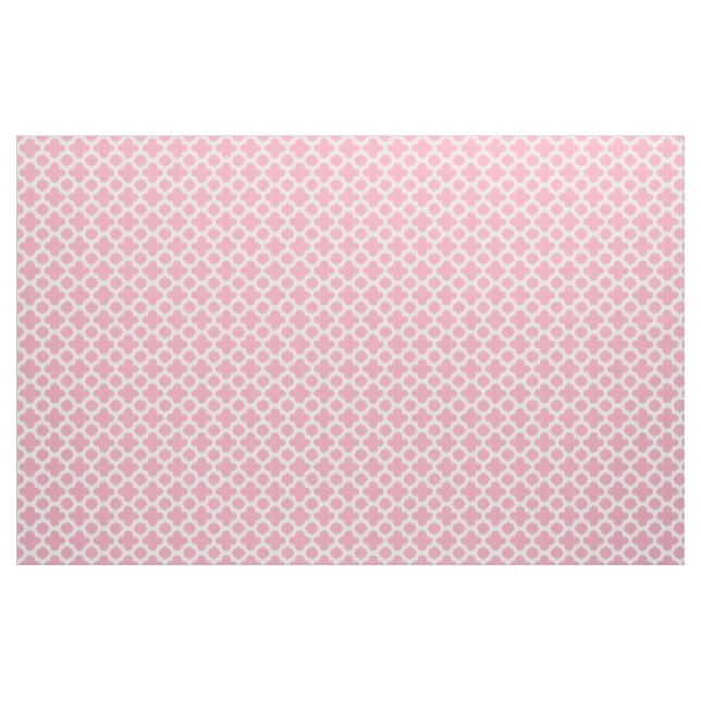 Tecido Padrão De Quatrefoil Branco, Cor-De-Rosa, Rosa Bri (Fat Quarter)