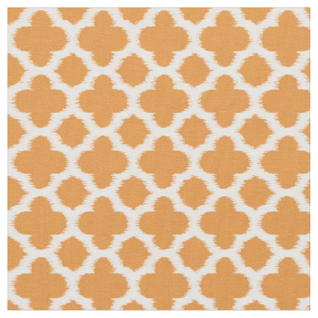 Tecido Padrão De Quatrefoil Branco De Laranja Brilhante (Detalhe)