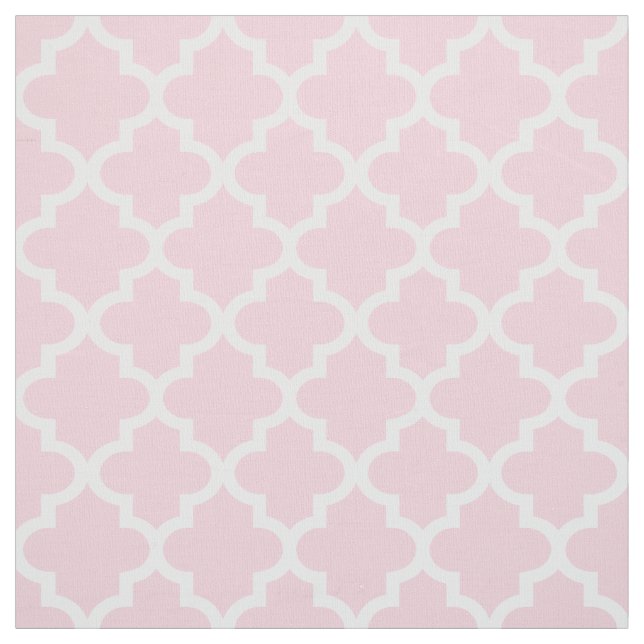 Tecido Padrão de Quatrefoil Branco e Rosa Claro Moderno (Modelo)