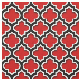 Tecido Padrão de Quatrefoil Branco Vermelho e Branco marr