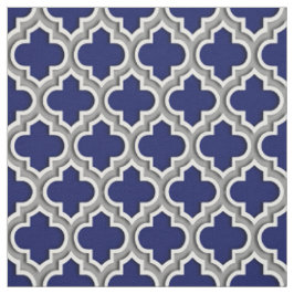 Tecido Padrão de quatrefoil marroquino de Cinza escuro ma