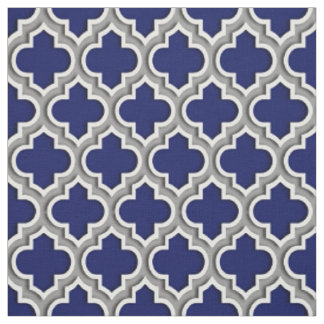 Tecido Padrão de quatrefoil marroquino de Cinza escuro ma