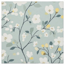 Padrão de ramagem de flor de creme azul-sage