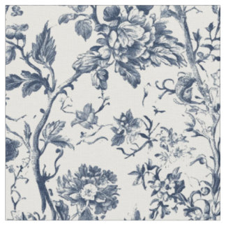 Tecido Padrão de ramagem de toile floral azul