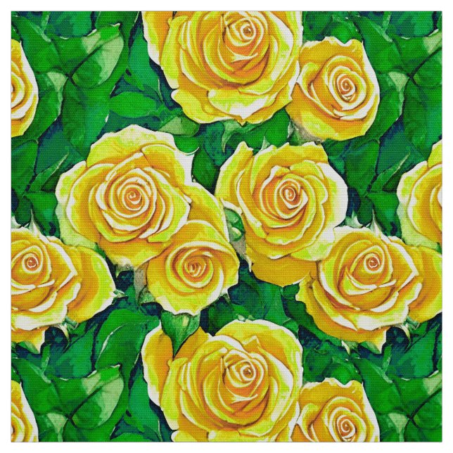 Tecido Padrão de Rosa de Aquarela Amarela (Modelo)