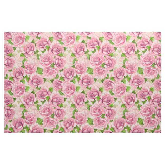 Tecido Padrão de rosas de aquarela rosa (Fat Quarter)