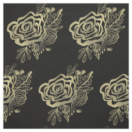 Tecido Padrão de Rosas Douradas Florais Francesas