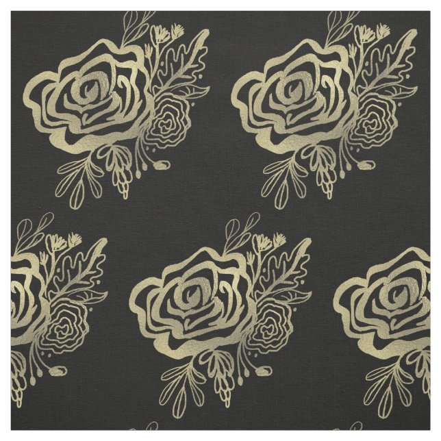 Tecido Padrão de Rosas Douradas Florais Francesas (Modelo)