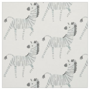 Tecido Padrão de safari adorável, zebra, cinza branca