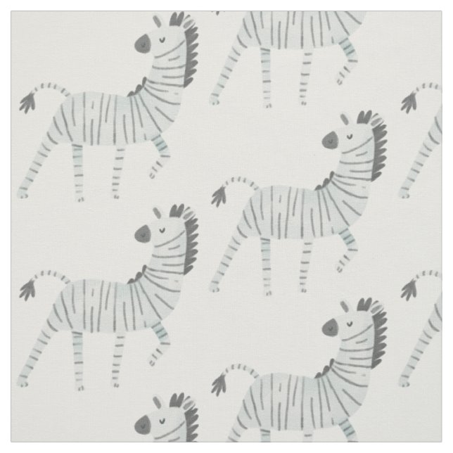Tecido Padrão de safari adorável, zebra, cinza branca (Modelo)