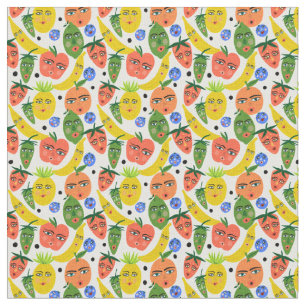 Tecido Padrão De Salada De Fruta Engraçado Whimsical